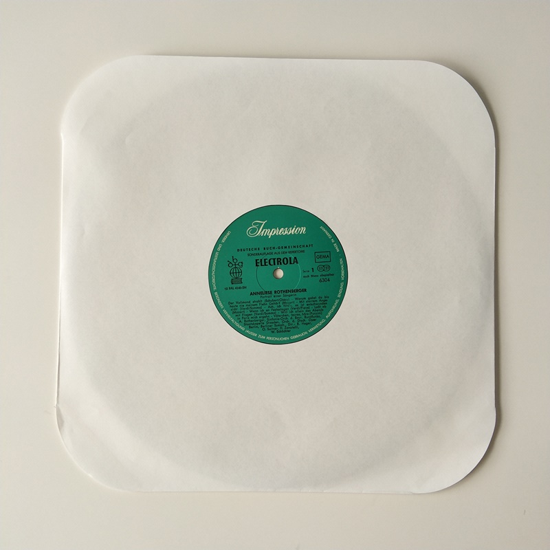 Pochette pour disque vinyle 12 feuilles blanches, 33 tours / minute, coins ronds avec trou