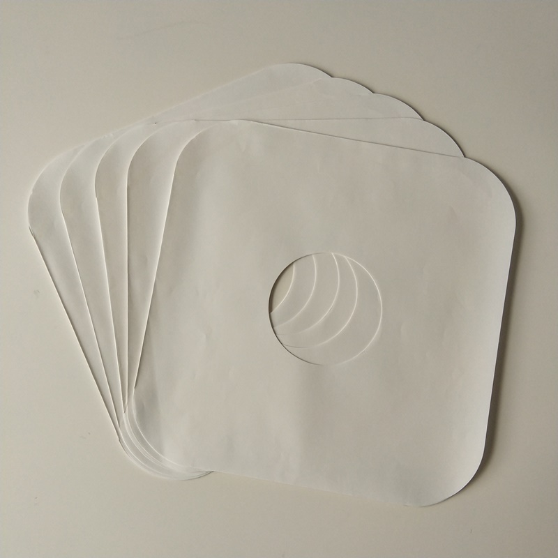 Pochette pour disque vinyle 12 feuilles blanches, 33 tours / minute, coins ronds avec trou