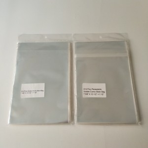 Sac de bande dessinée doré refermable poly clair, poly