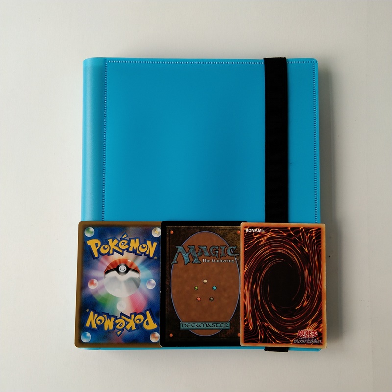 Couleur bleue, 4 poches, carte Pokemon, cartable, côtés, chargement