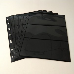 Pages de portefeuille de stockage de devises poly noir à 3 pochettes pour les effets de change