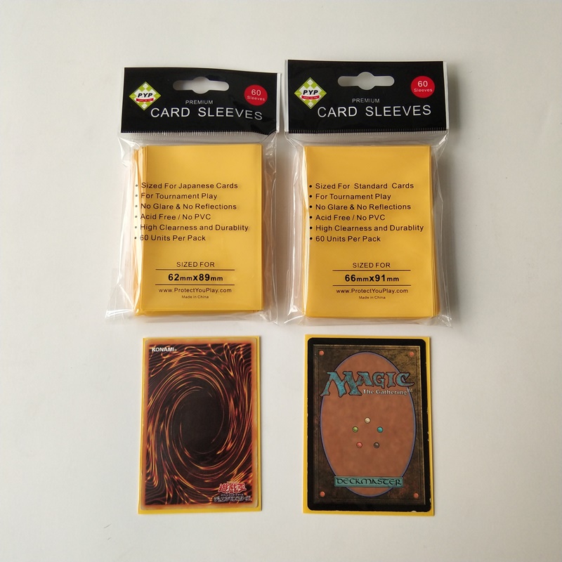 Manchons de protection jaunes solides pour cartes de jeu jaunes / japonaises de petite taille, 62X89mm