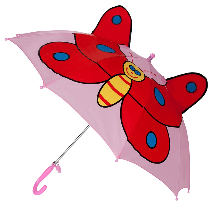Top vente publicité papillon rose images animal enfants personnalisé auto ouvrir parapluie droit