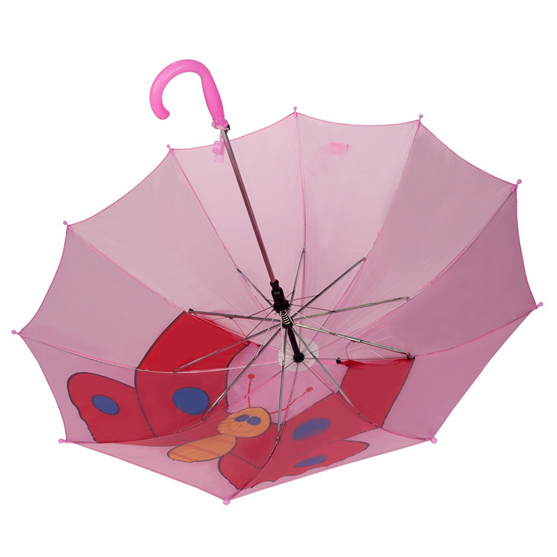 Top vente publicité papillon rose images animal enfants personnalisé auto ouvrir parapluie droit