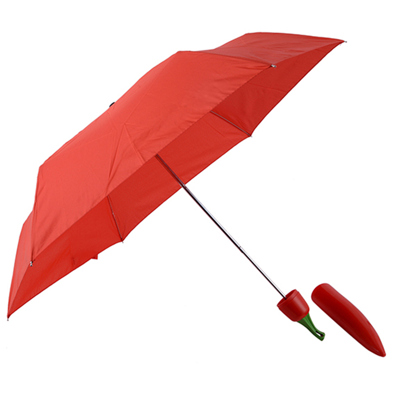 Parapluie 3 branches en forme de poivre avec fonction d'ouverture manuelle