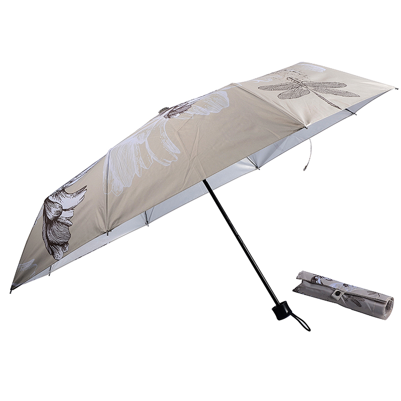 Parapluie publicitaire avec logo imprimé Parapluie triple avec revêtement argenté