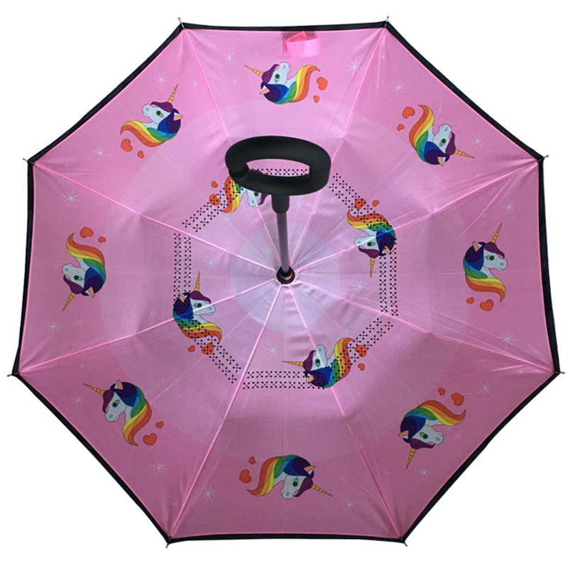 Parapluie pour enfants 19 pouces avec impression de motifs parapluie droit inversé