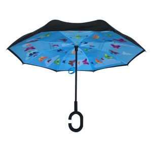Parapluie pour enfants 19 pouces avec impression de motifs parapluie droit inversé