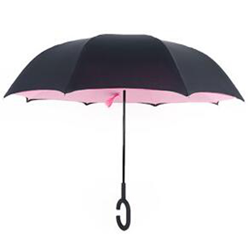 Parapluie inversé inversé avec design intérieur et poignée en forme de C sans gouttes