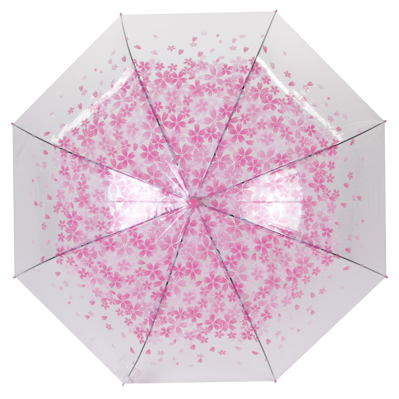 sakura rose 23 '' 8k auto ouvert plastique J poignée transparente poe parapluie droit