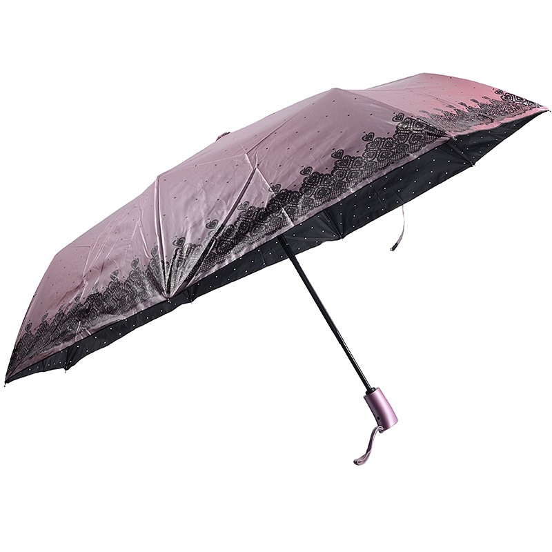 Parapluie de protection UV à revêtement noir coloré 3 parasol pliant