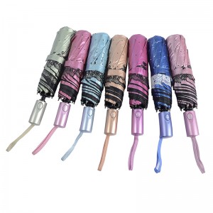 Parapluie de protection UV à revêtement noir coloré 3 parasol pliant