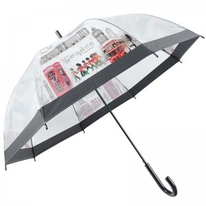 POE pluie transparent impression personnalisée parapluie droit