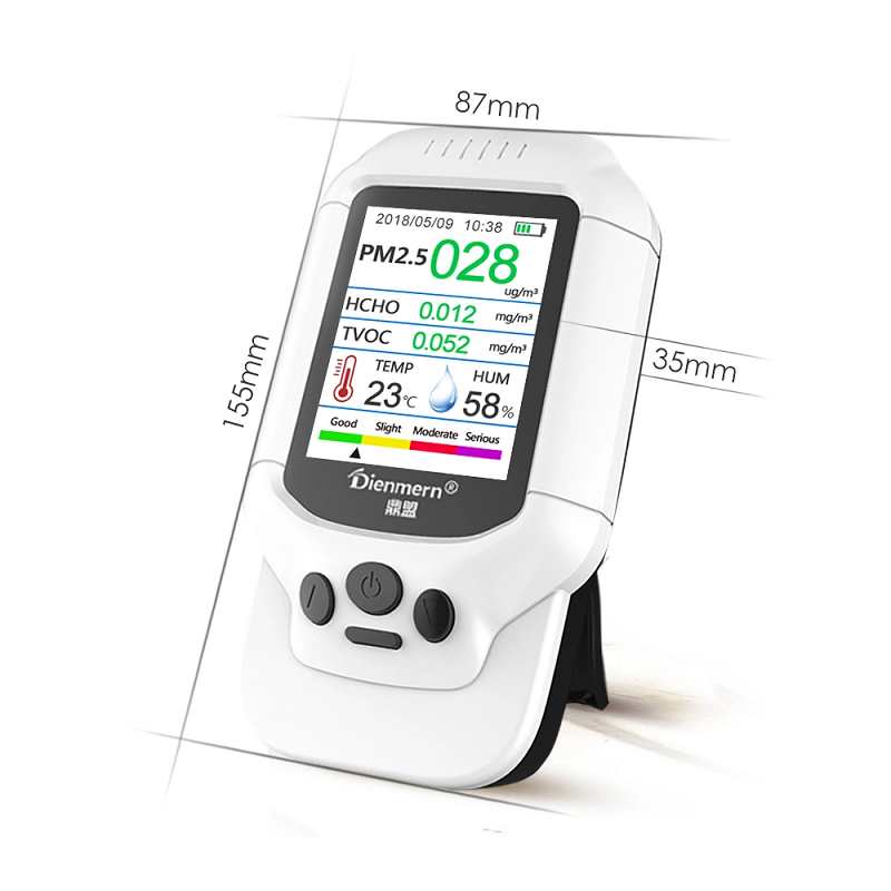 Détecteur laser de la qualité de l'air de la maison intelligente DM502 AQI / HCHO / TVOC PM2.5 LCD numérique détecteur de formaldéhyde testeur analyseur de gaz