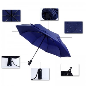 2019 Rainy forte imperméable gros 3 parapluie avec torche led