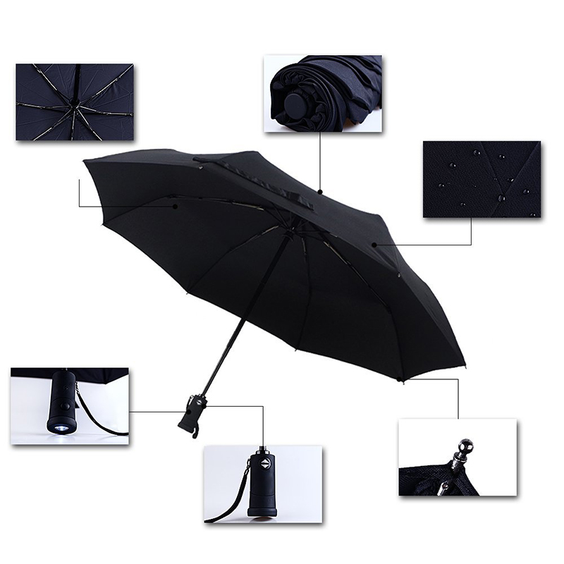 Parapluie pliable avec la lumière de LED
