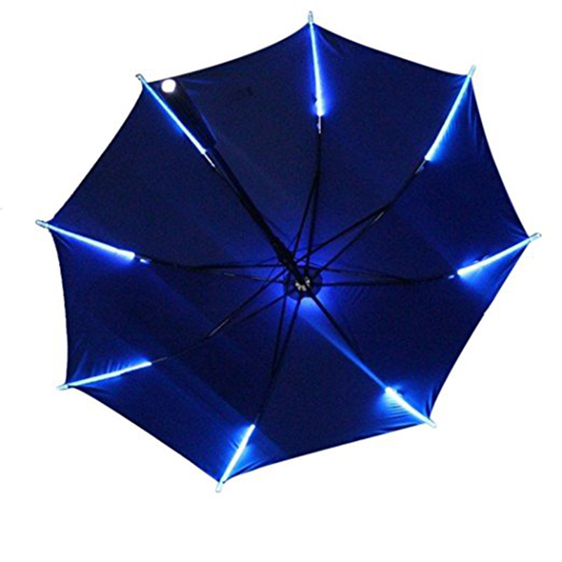 Parapluies droites à LEDs et manche à LED avec poignée en plastique