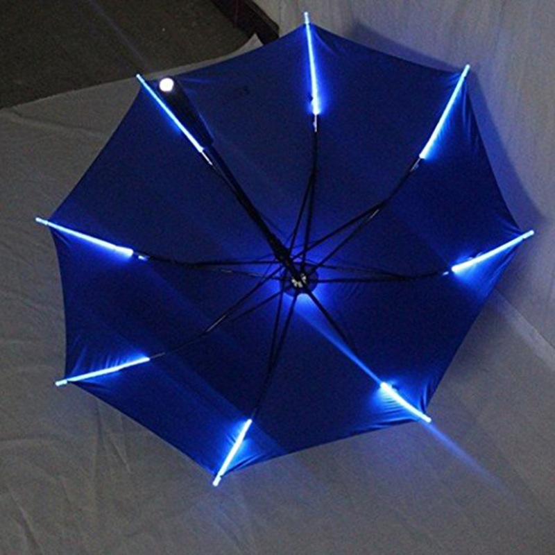 Parapluies droites à LEDs et manche à LED avec poignée en plastique