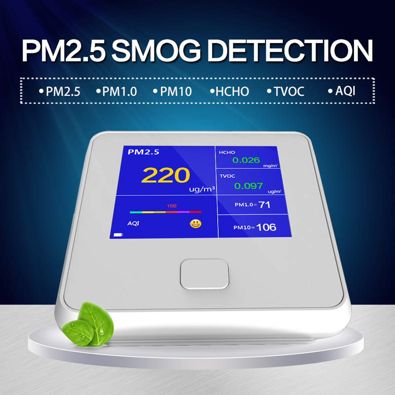 Analyseur de gaz de moniteur de qualité de l'air intérieur extérieur numérique PM2.5 TVOC HCHO AQI PM10 testeur Analyseurs d'air avec batterie rechargeable