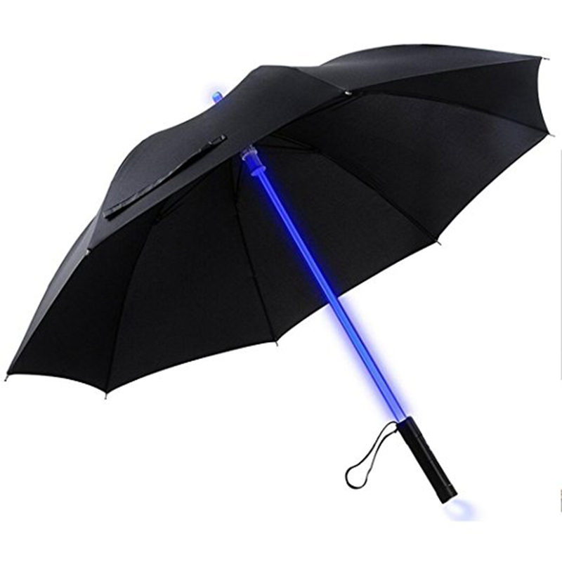 Parapluie mené droit de couleur imprimée par logo promotionnel de la Chine changeant avec la lumière de LED