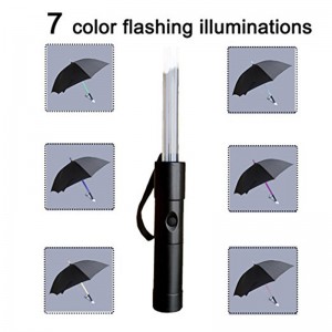 Parapluie mené droit de couleur imprimée par logo promotionnel de la Chine changeant avec la lumière de LED
