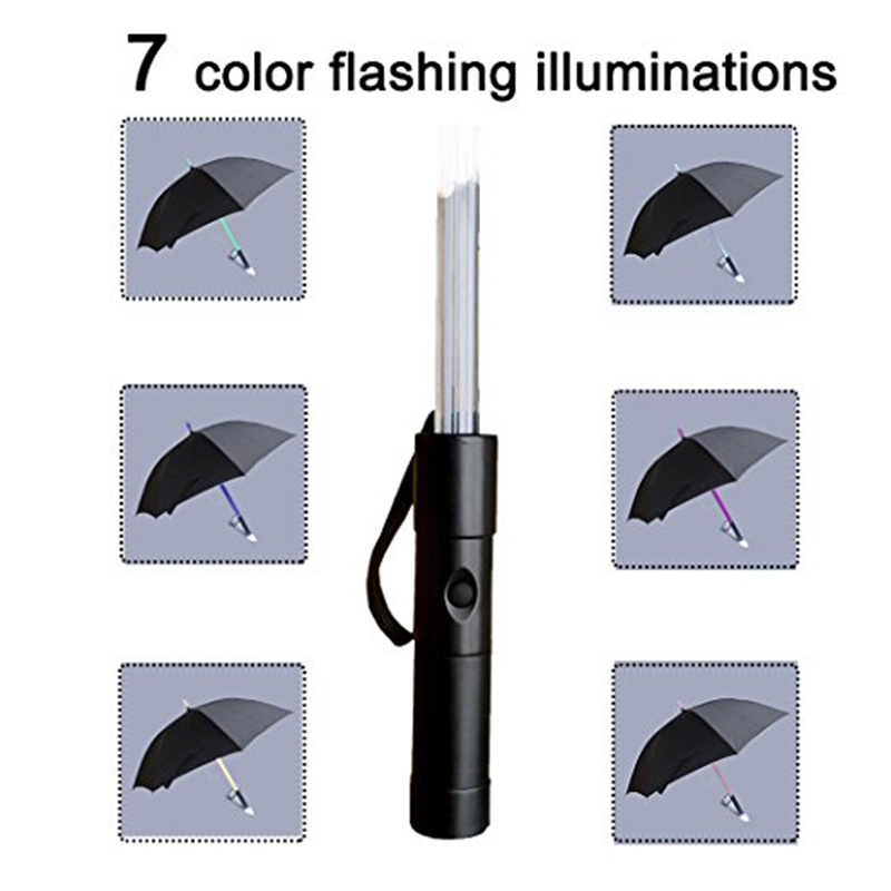 Parapluie mené droit de couleur imprimée par logo promotionnel de la Chine changeant avec la lumière de LED