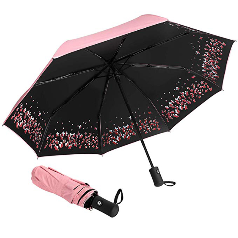 Parapluie personnalisé avec motif noir et revêtement noir avec protection UV Parapluie triple