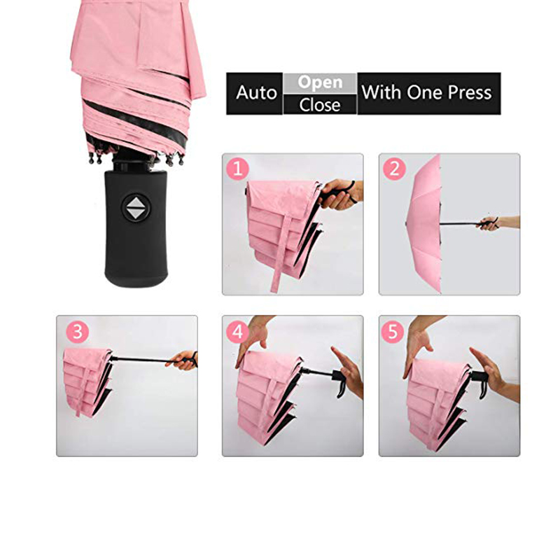 Parapluie personnalisé avec motif noir et revêtement noir avec protection UV Parapluie triple