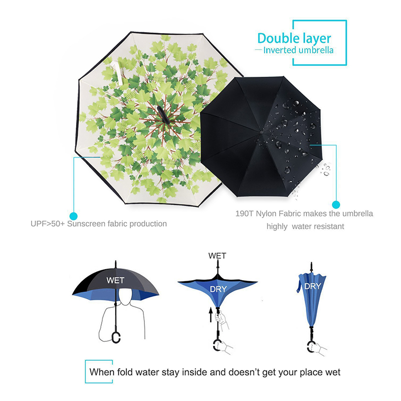 Cadeaux personnalisés article manuel ouvert coupe-vent inversé inverser la pluie fleur parapluie