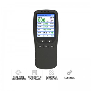 Dienmern new Hot PM2.5 Détecteur Testeur de qualité de l'air Moniteur Compteur RechargeableDM-106A Décéteur de l'air noir