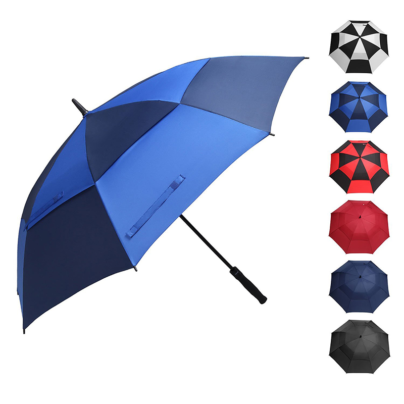 Parapluie de golf droit grand grand plein air double couvert pluvieux