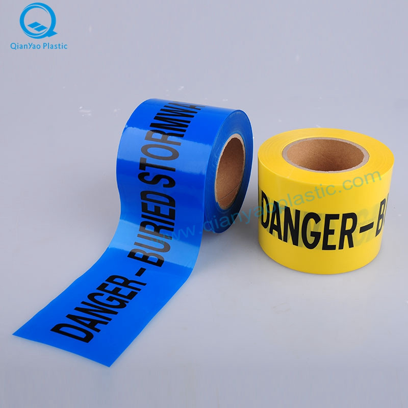 DANGER / ATTENTION Tape d'avertissement principale enfouie au-dessous; Ruban avertisseur de câble / fibre