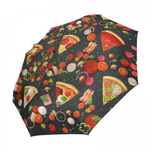 Pizza funny printing Article personnalisé de cadeaux promotionnels logo personnalisé imprimer 3 fois parapluie ouvert et auto fermé
