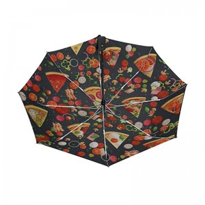 Pizza funny printing Article personnalisé de cadeaux promotionnels logo personnalisé imprimer 3 fois parapluie ouvert et auto fermé