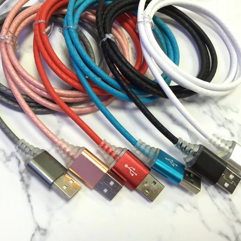 avec LED Charge rapide Câble USB rond pour micro USB, type C, charge rapide de l'iPhone et synchronisation