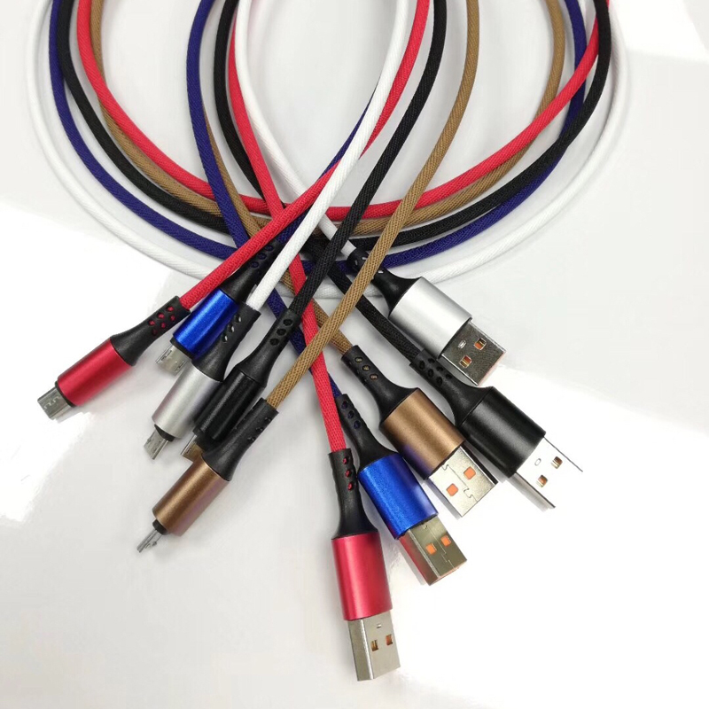 Câble de données micro à USB 2.0 rond tressé à charge rapide pour charge et synchronisation micro USB, type C, iPhone