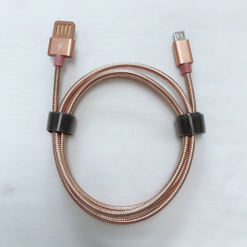 Câble de tube métallique à double face USB 2.0 charge boîtier en aluminium rond câble de données USB 2.0