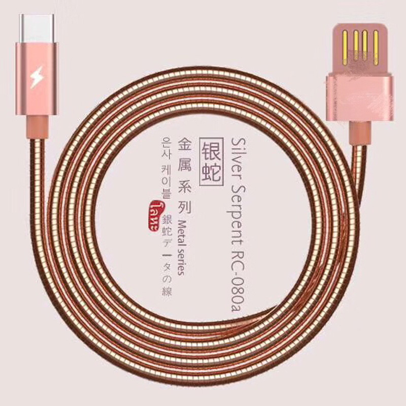 Câble de tube métallique à double face USB 2.0 charge boîtier en aluminium rond câble de données USB 2.0