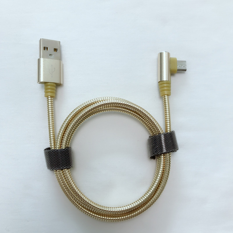 Câble de tube métallique USB 2.0, boîtier de chargement rond en aluminium Câble USB pour charge et synchronisation micro USB, type C et iPhone