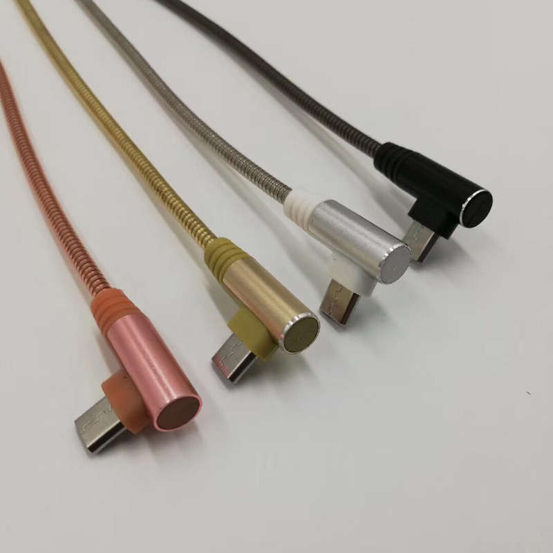 Câble de tube métallique USB 2.0, boîtier de chargement rond en aluminium Câble USB pour charge et synchronisation micro USB, type C et iPhone