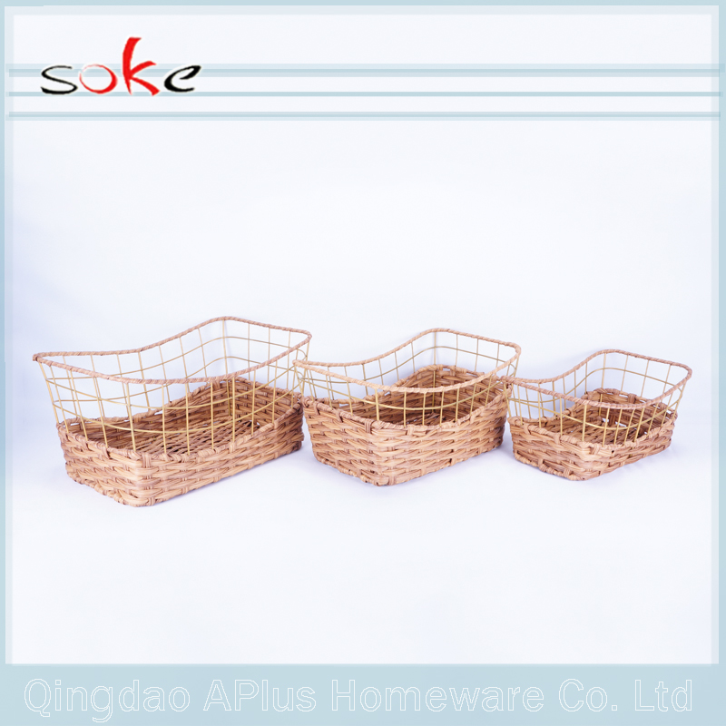 Nouveau panier en plastique de style rotin / osier en plastique de style pp