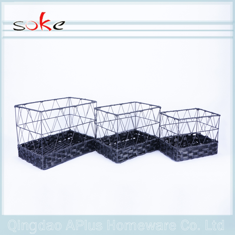 Nouveau panier en plastique de style rotin / osier en plastique de style pp