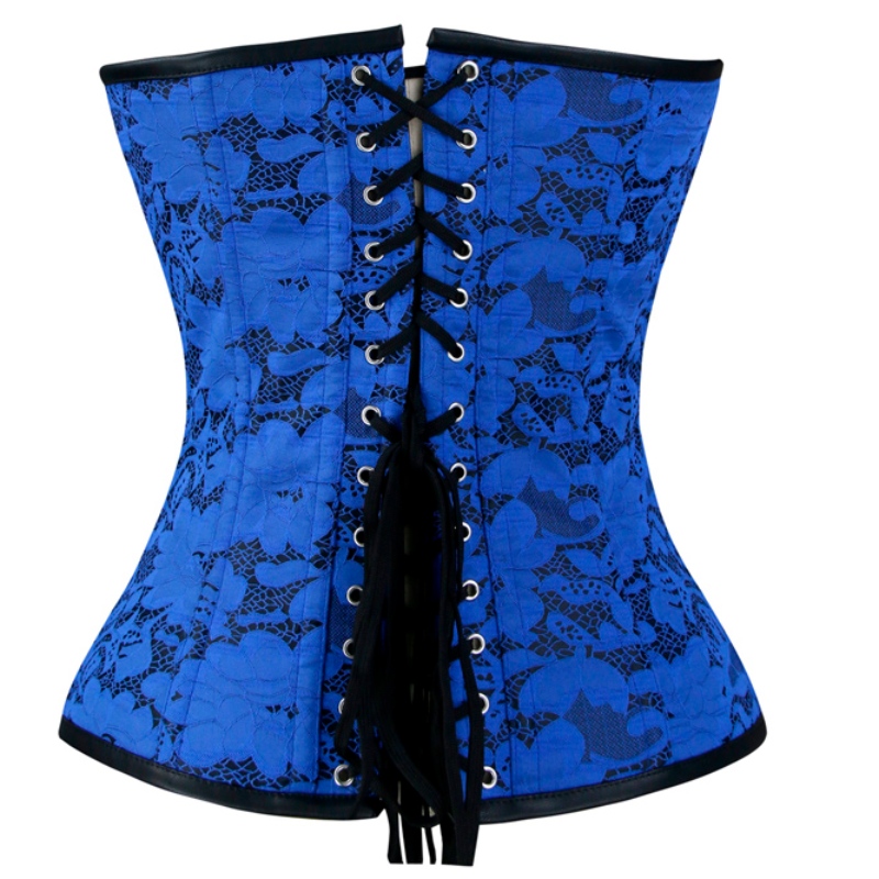 Sexy brocart floral en os sans bretelles en acier Bodyshaper taille cincher Overbust Corset N19020