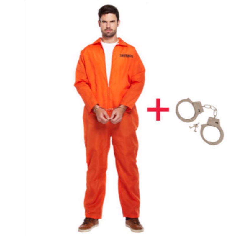 LE PRISONNIER DES HOMMES ENSEMBLE DE JUMPING ORANGE JUMPSUIT DE STYLE DE CONVICT FAIT LA COSTUME DE ROBE DE FANTAISIE