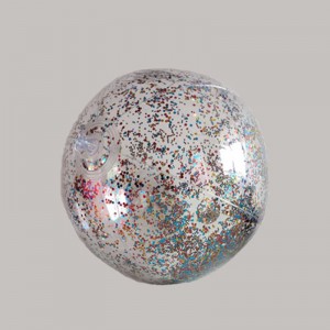 Ballon de plage transparent gonflable paillettes / plumes