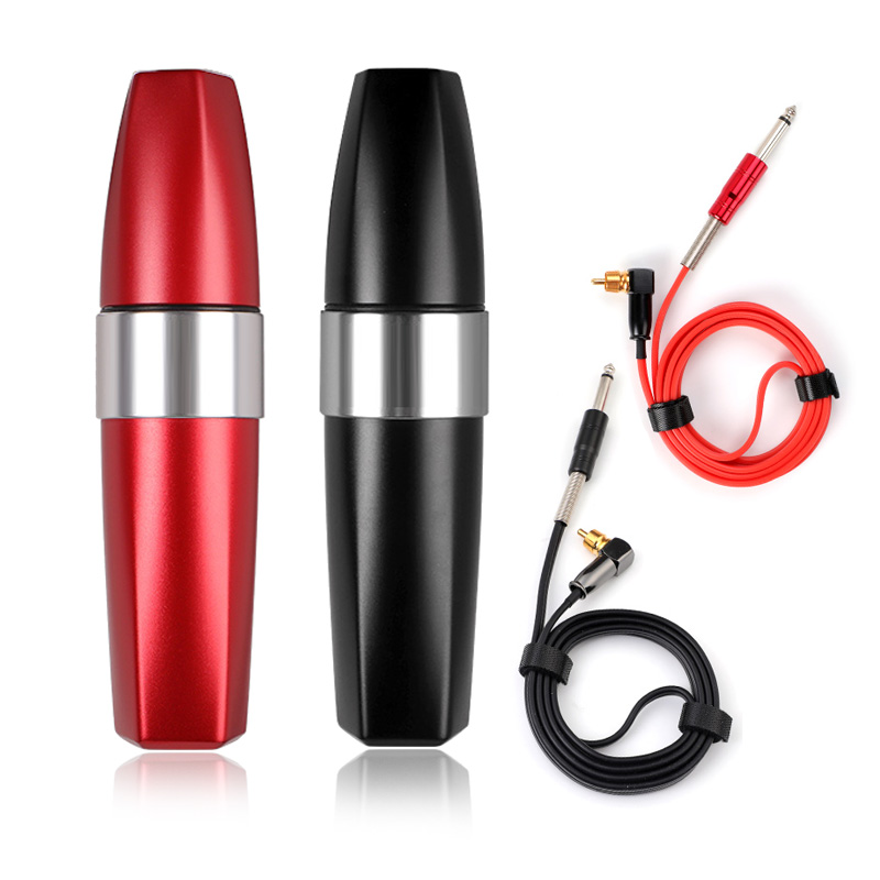 Stigmatisation Professionnelle Haute Qualité Tatouage Hybride Stylo Rouge À Lèvres En Forme de Rotatif Tatouage Machine Aiguille Cartouches Stylo avec RCA Jack EM123