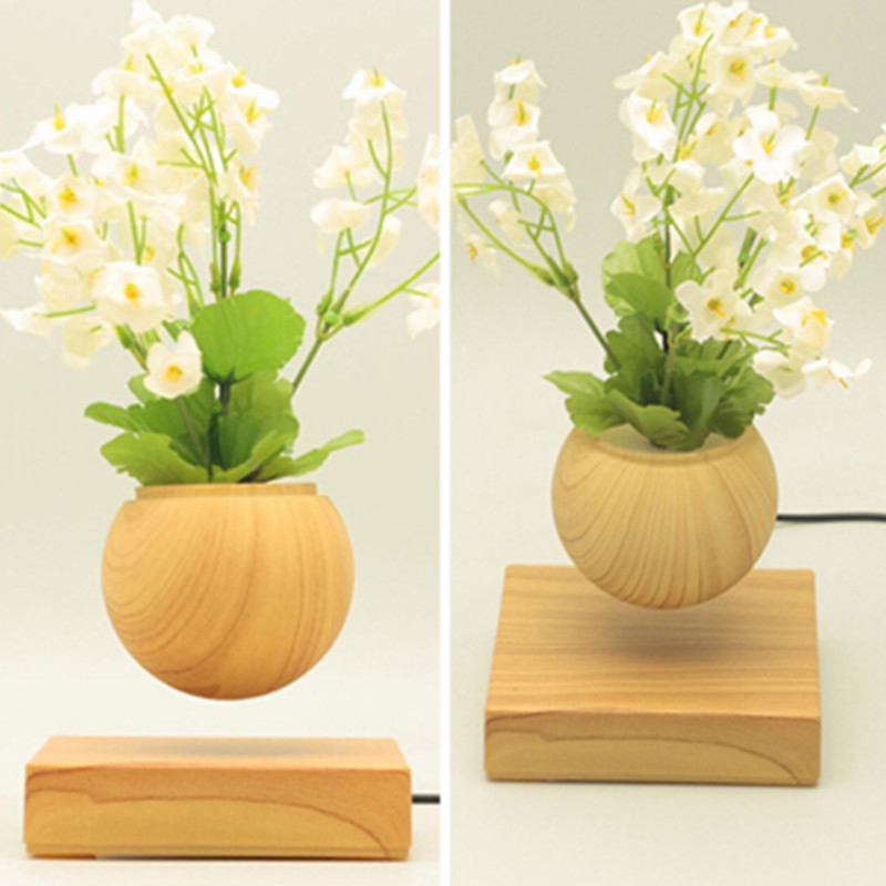 pieds carrés en bois magnétiques lévitation flottant air bonsaï pots de fleurs planteurs PA-0707