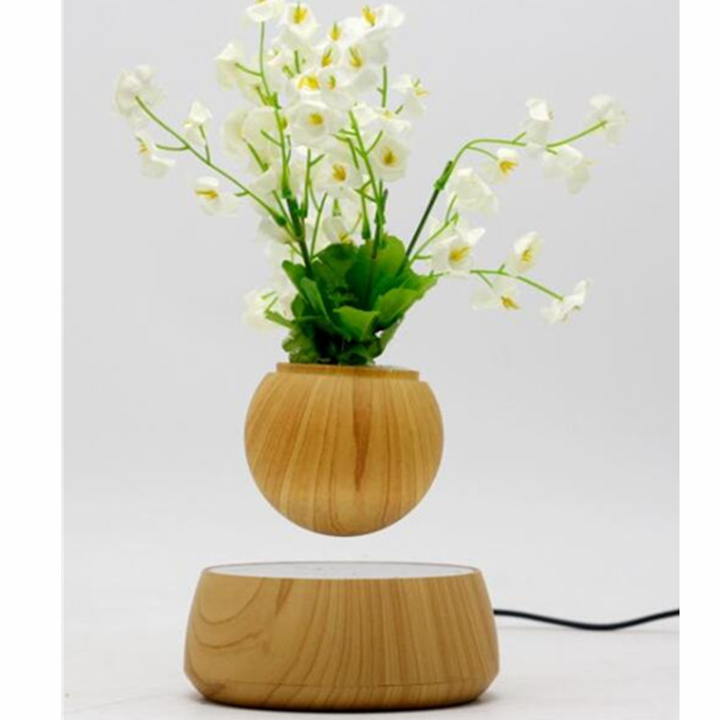 NOUVEAU 360 rotatif en bois magnétique flottant lévitation voler air bonsaï pot planteur pot