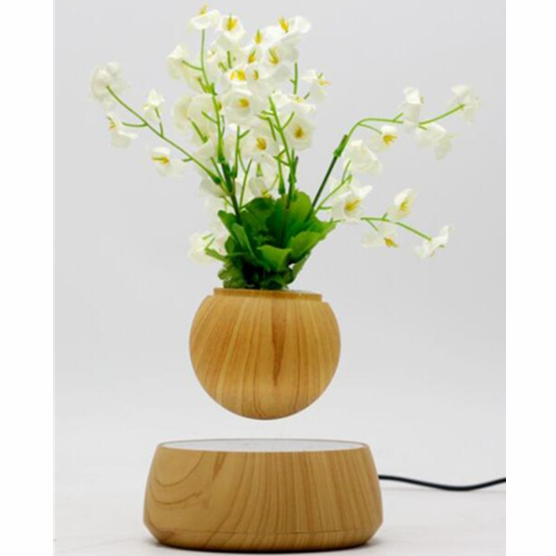 NOUVEAU 360 rotatif en bois magnétique flottant lévitation voler air bonsaï pot planteur pot