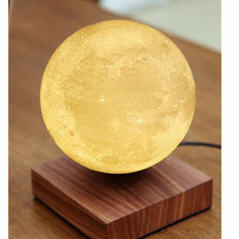 lampe de lune en lévitation magnétique en bois 6inch lumière de lune flottante pour cadeau